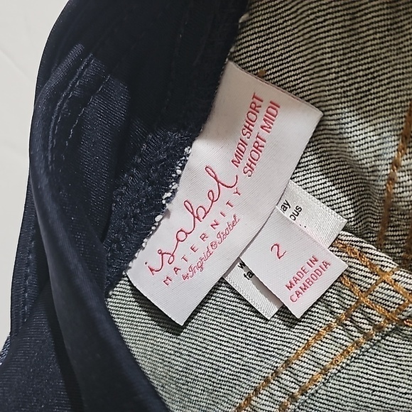 Isabel Maternity Crossover Panel Jean Shorts Size 2/26 NWT - Picture 2 of 9